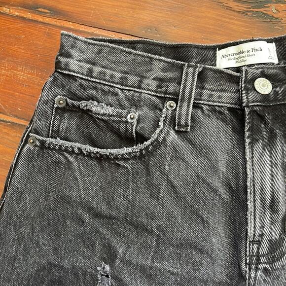 Abercrombie & Fitch The Boyfriend hi rise cut off distressed denim jean shots 26 - Picture 2 of 6